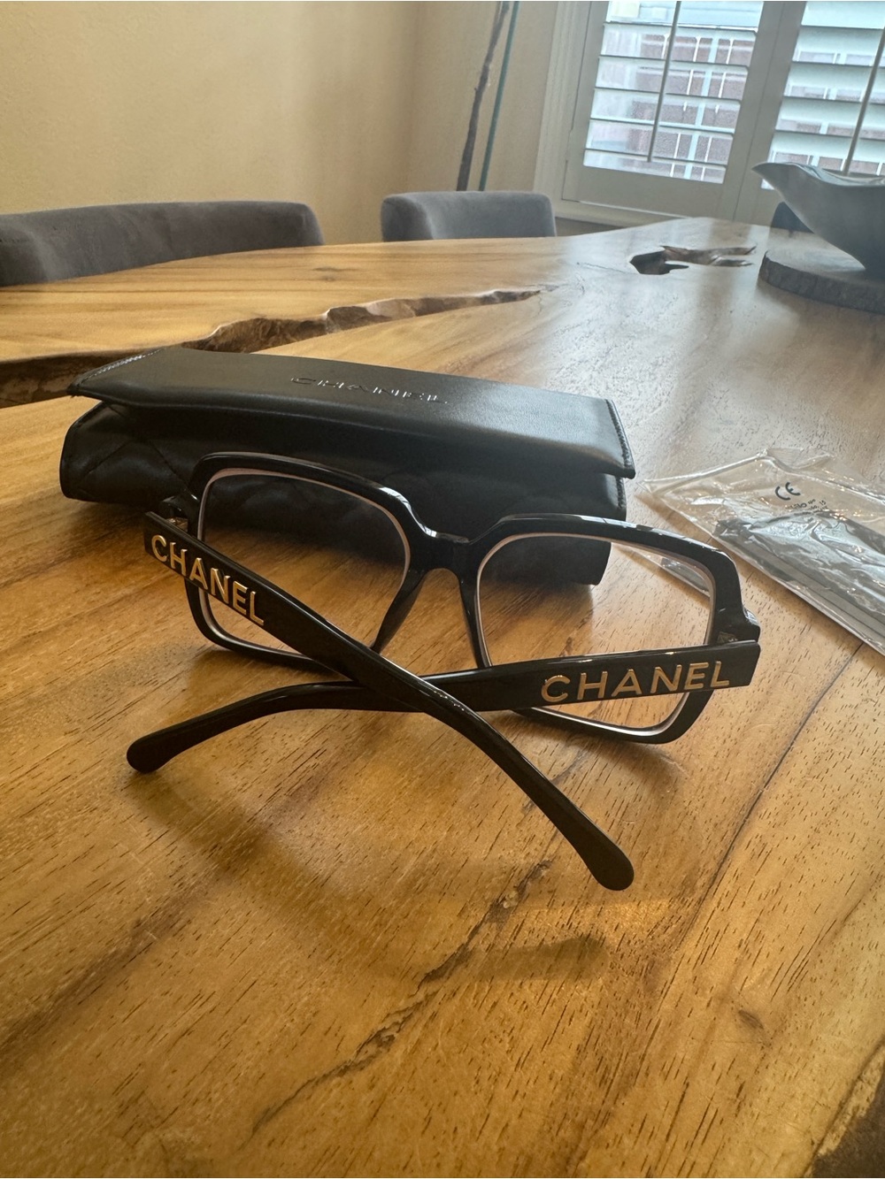CHANEL 5408 Black Acetate Glasses with Gold Logo - Picture 6 of 11